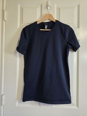 H&M Men's Blue Solid Crew Neck Short Sleeve T-Shirt Size S Regular